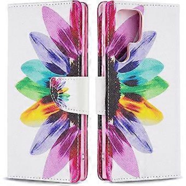 Yhteensopiva Samsung S22 Ultra -kotelon kanssa Ylellinen tyylikäs PU-nahkainen läppäkotelo, jossa on korttipaikka, lompakko, jalusta ja magneettilukko