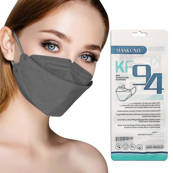 50 st engångsmunskydd Kf94-masker Anti-damm ansiktsmasker Vuxna färgglada Kf94 skyddsmasker（Mörkgrå）