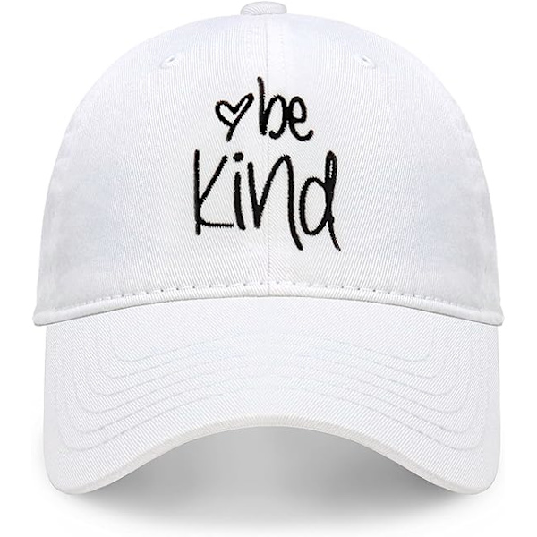 Be Kind Trendy Dame Baseball Cap Unisex Fashion Bomuld Polo Style Sjov Inspirerende Ordsprog Sæsonbestemt Udendørs Rejsehatte, Hvid
