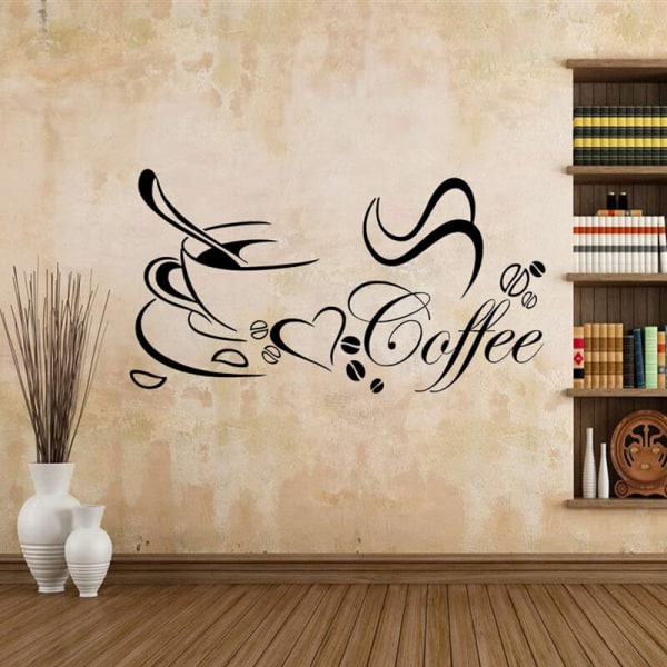 DIY Kaffekop Hjerte Skønhed Aftagelig Hjem Køkken Kunst Murmaleri Deko