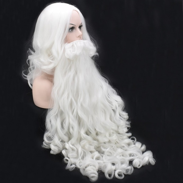 Lyxig jultomte cosplay prestandadräkt, 60 cm skägg+huvudöverdrag