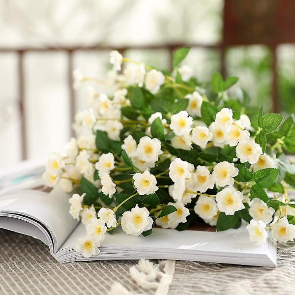 Konstgjorda små rosor vilda blommor falsk blombukett utomhus blomsterträdgårdsdekor 3 st (blå)（vit）