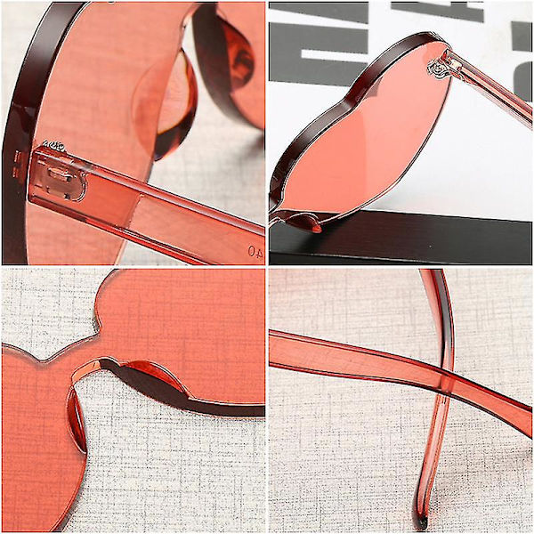 Godisfärgade hjärtformade solglasögon Fashion Rimless Körsolglasögon för vuxna Gröna