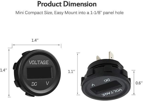 12-24V DC Voltmeter LED Digital Display Vattentät för Båt Motor