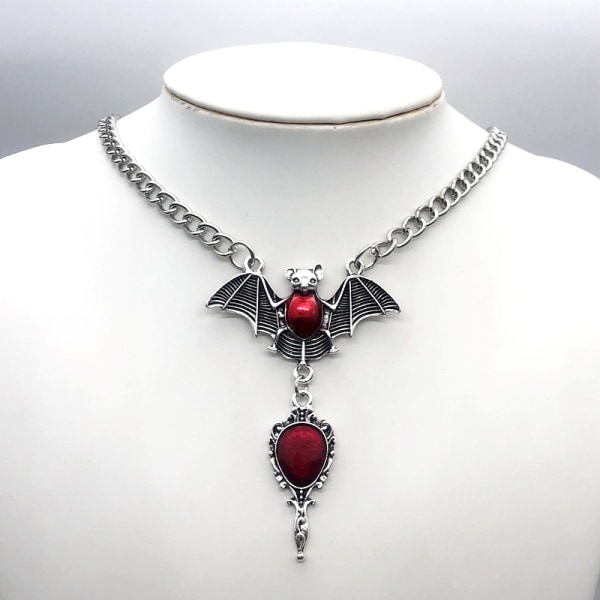 Halloween gotisk fladdermus korshänge halsband Scarlet Mirror Choker