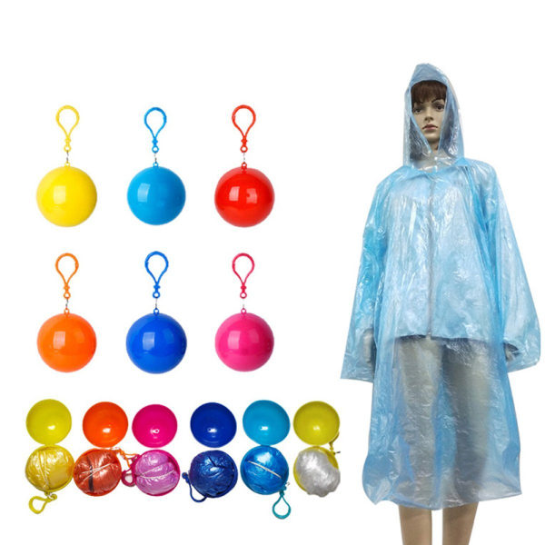 Regnjacka Set om 6 Utomhus bärbar regnkappboll för vandringscamping