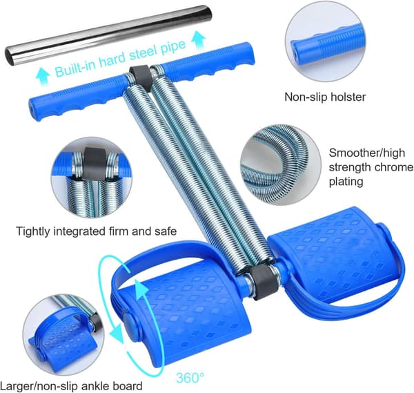 Elastisk Sit Up Pull Rope Dual Spring Tension Foot Pedal Abdomen L