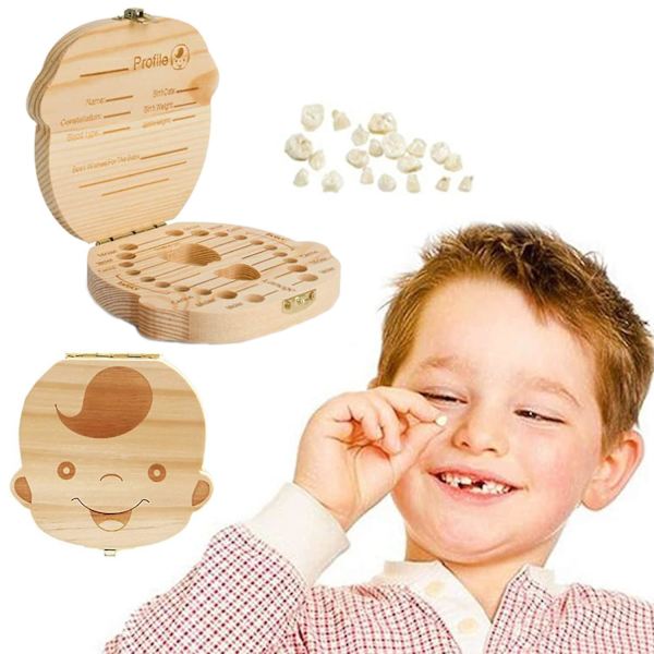 Baby Tänder Spara Box, Baby Tänder Box Spara Organizer Mjölktänder Box Trä Tand Minnessak Box För Baby Barn Mjölktänder（Pojke）