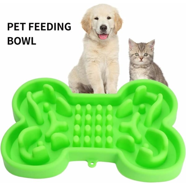 Bone Shape Pet Slow Feeder Silicone No Chocking Food Bowl Pet Sup