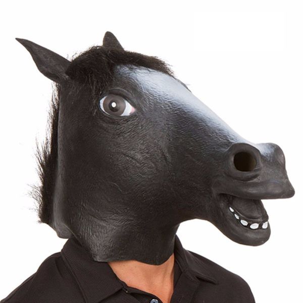 Hestehovedmaske Udklædning Hestehoved Voksen Latexmasker Maskerade (Sort)
