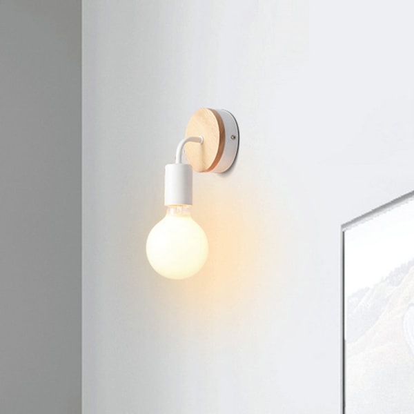 1 st Liten Vit Trävägglampa Modern Minimalistisk Industriell Trälampa Vägglampa Heminredning