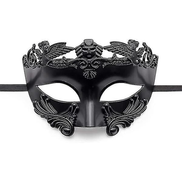 2pcs Black Men&#39;s Masquerade Mask - Roman Greek Mythology Ventian Mask Halloween Cosplay Carnival