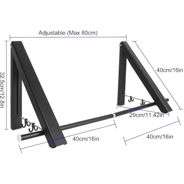 2-pak sammenklappelige væghængere til ophængning i badeværelse, soveværelse,