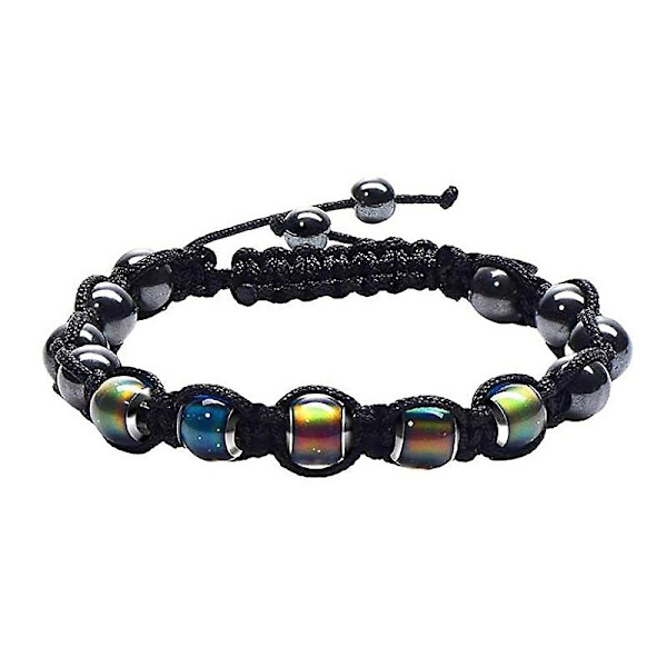 Termochromisk Perle Lymfe Udelukke Urenheder Armbånd, Termochromisk Vævet Slankende Armbånd Håndsmykker Tilbehør Sort