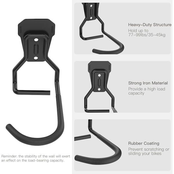 2 Pak Cykelkroge, Jern Cykelophængningsbeslag, Heavy Duty L-Formet