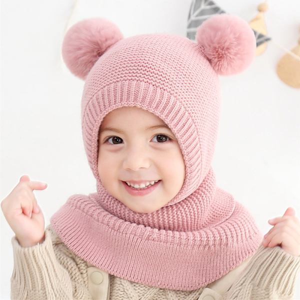 Balaclava Baby Flicka Pojke Söt Halsduk Vinter Varma Öronmuffar Stickad H