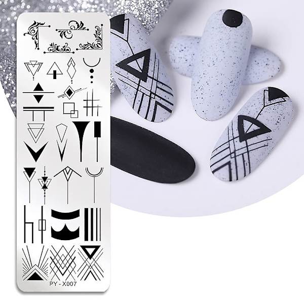 6 stk. stemplingsplader neglekunst sæt blomst minimalistisk geometriske linjer blade mønster tema billede diy neglekunst stemplingsplade stempler