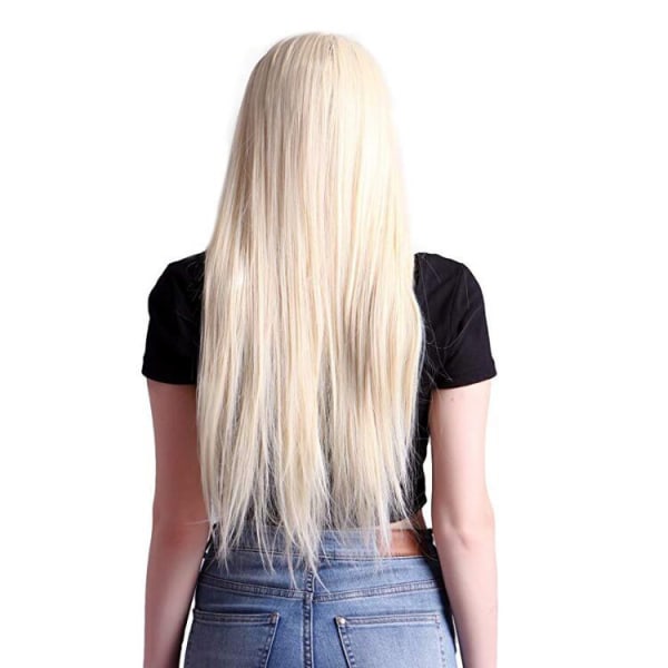 Dam mellanlångt rakt hår benvitt harajuku ljusblond kemisk fiberhår festival utklädnad performance peruk rekvisita