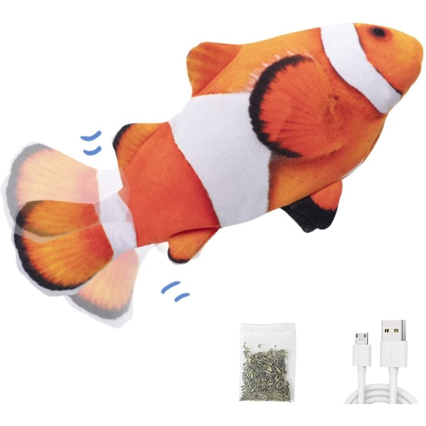 Elektrisk floppfisk 10,8", Rörlig kattvante Kicker Toy For Fun (Vit * Orange)