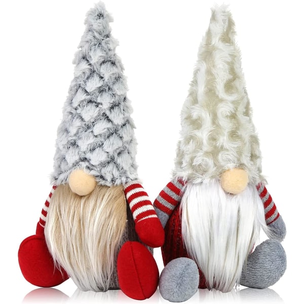 2 Pieces Christmas Gnome Plush Doll, Adorable Handmade Sitting Sa