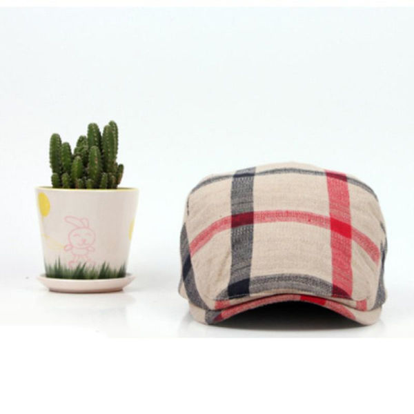 Herrar basker platt newsboy hatt justerbar irländsk cabbie keps andningsbar körning jakt hatt (beige)