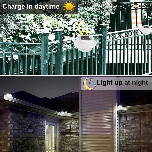 8 Pack Solar Powered White Gutter Wall Lights, Waterproof Solar P