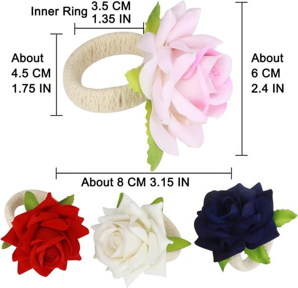 12 Stykker Blomsterservietring Rød Bryllupsservietring, til Bryllup