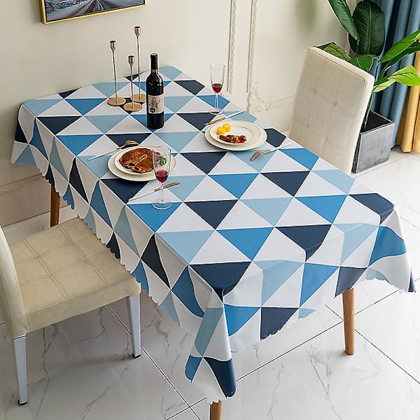 Bordsduk Geometriska Former Triangel Modern Mönster Rektangulär Fyrkantig Fällbar Bordsduk（Blå）