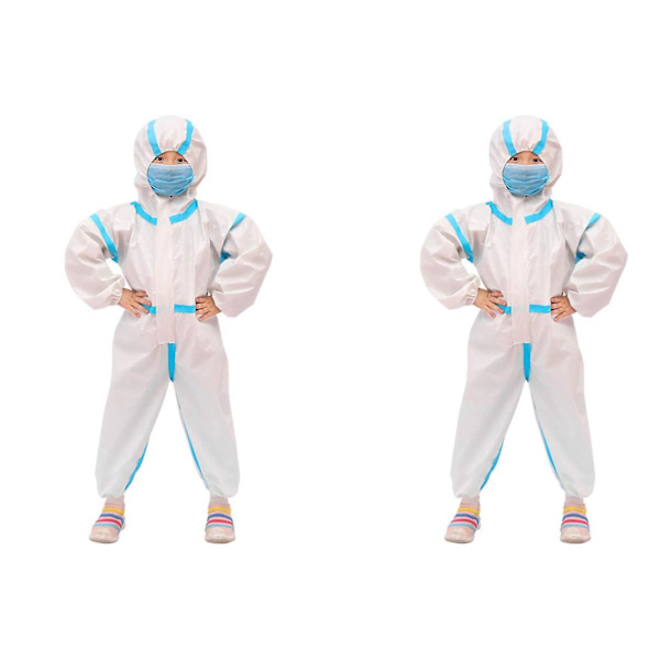 Barnens Engångsöverdragsdräkt med Huva Skyddande Klänning Helkroppstäckande Dräkt Dammtät Jumpsuit Jacka 90cm