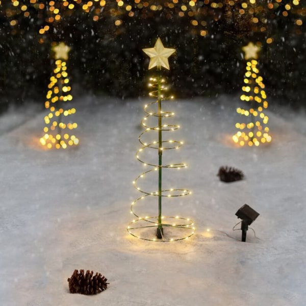 Solar LED Metal Christmas Tree String Lights Indoor Outdoor Chris