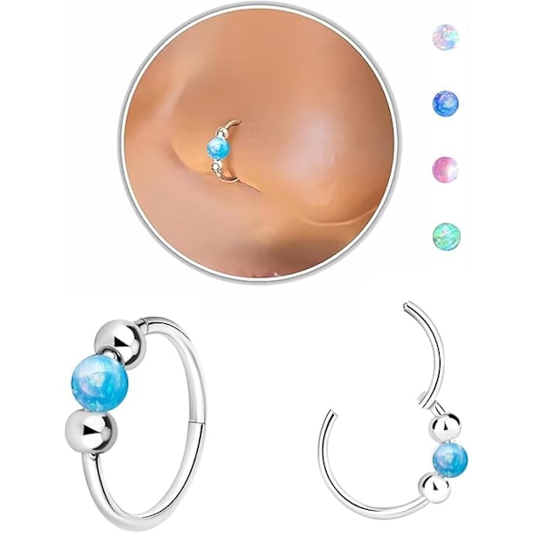 Näsring, Opal Näsring, Smycke 8MM 316L Medicinskt Stål Antiallergisk Silver Näsring, Damernas Näsring Örhängen (Blå)
