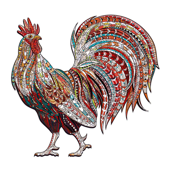 Wooden Puzzles Rooster Wooden Jigsaw Puzzles Unique Animal Shape For Adults Friend Puzzle Lovers（Rooster）