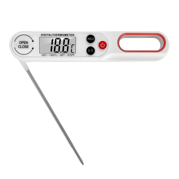Digitalt mattermometer Foldable Instant Read Bbq Kjøtt Termometer (hvit)