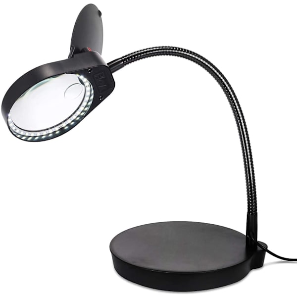 Bordforstørrelsesglaslampe 2 i 1 3x 10x Læseforstørrelsesglas med LED-support 38 stk. Fluorescerende lampe