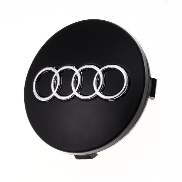 Audi mustat 60 mm, 4-osainen Audi-kevytmetallivanteiden suojuksien sarja, merkit