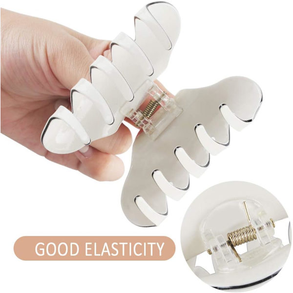 Store Acryl Hårklemme Klips 4 stk Plast Hårklemme Klemme med N