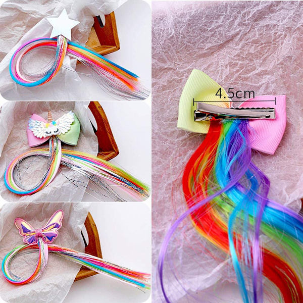 3PCS hårnålslockar hårbit, flicka flätad hårperuk, enhörning prinsessa stjärnslöja håraccessoar, utklädningsfest