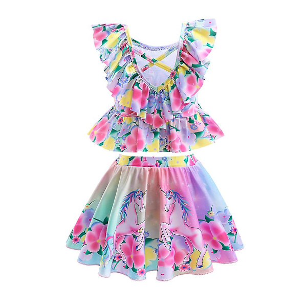 Magic Full House Encanto Pigebørns badedragt Cos dragt Et ord skulder Piger Cosplay scene kostume（140cm）
