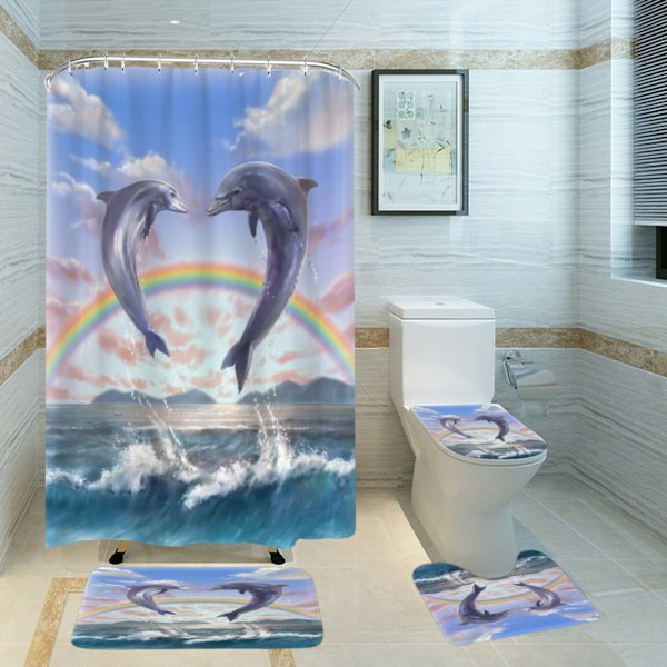 Duschdraperi delfin bredd 180 cm, höjd 180 cm