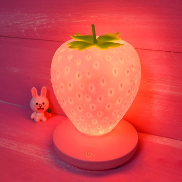 1 Piece LED Color Changing Cute Touch Strawberry Night Light Tabl