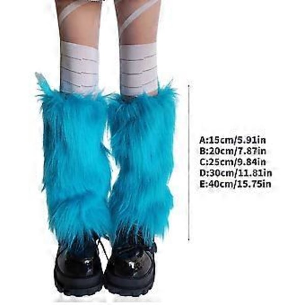 Fashionabla Vintervarma Pälsiga Ljusblå Benskydd för Temafest Kvinnors Fuzzy Plysch Benvärmare Strumpor Stövelmanschetter sjöblå 20 20