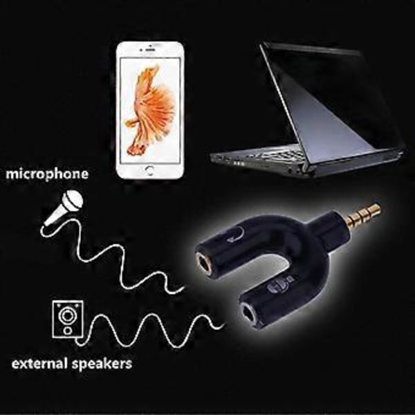 3,5 mm Stereo Audio Y Splitter Mikrofon Mic & Audio Øretelefon 2 Vejs U Form Jack