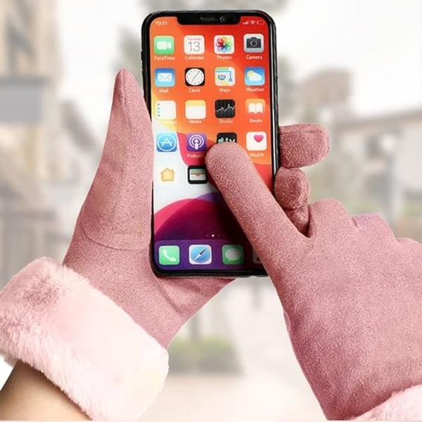 Dame vinterhandsker, touch screen cashmere snehandsker vinter kvinder varm cykling touch screen damer termiske handsker