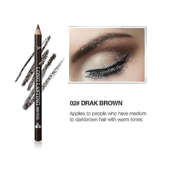 12 stk./pakke øjenbrynsblyanter eyeliners, mat vandtæt øjenbrynsblyant langtidsholdbar eyeliner øjenmakeup（mørkebrun）