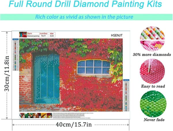 DIY Diamantmalerisett Blomsterblader, Diamantdørkunst