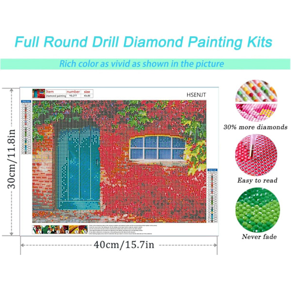 DIY Diamantmålning Kits Blommor Blad, Diamant Dörr Konst Hantverk