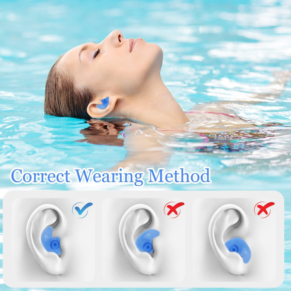 Earplugs for Swimming 5 Pairs of Reusable Silicone Children's Earplugs for Swimming Showering Pool and Other Water Sports