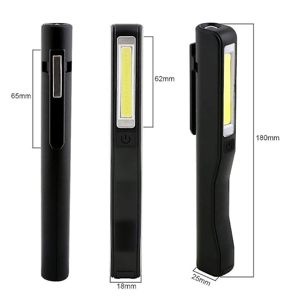 USB-laddningsbar arbetslampa, 2 st inspektionslampa LED-ficklampa, magnetisk klämma ficklampa COB för hemmet