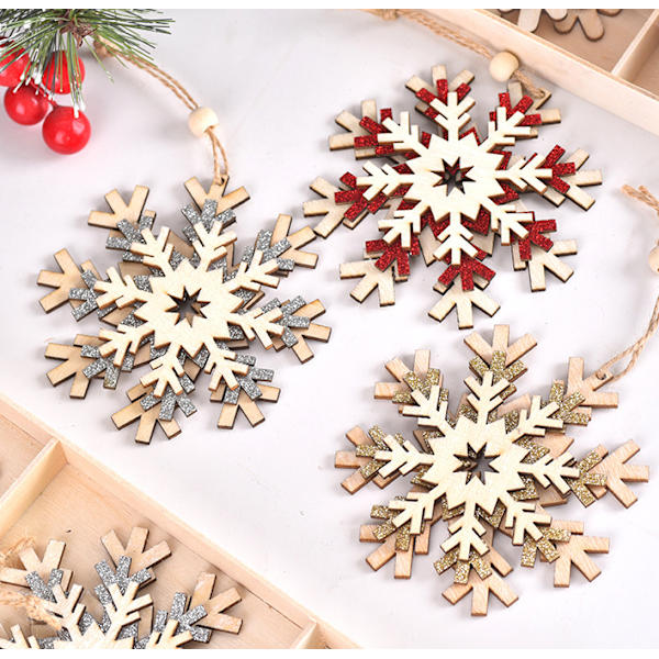 Ubehandlet DIY træ snefnug ornament træ snefnug hul
