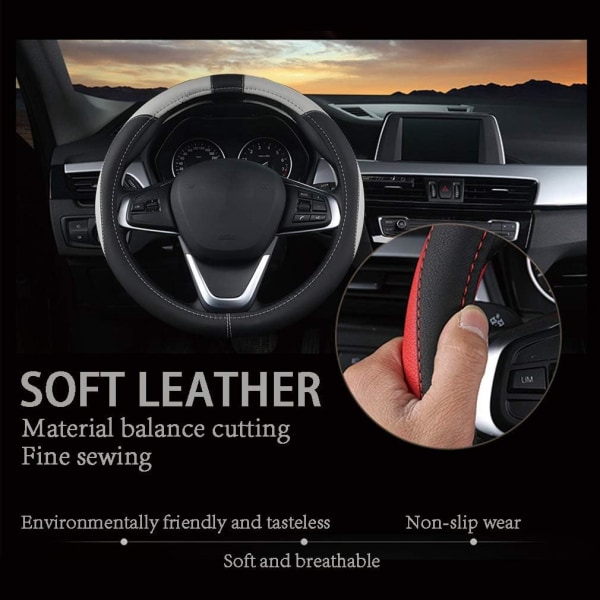 Universal Microfiber Leather Steering Wheel Cover Breathable Non-